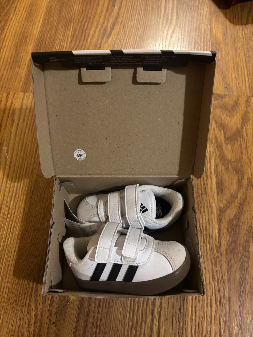 NWT Adidas Kids/ Toddlers White and Black Velcro Sneakers